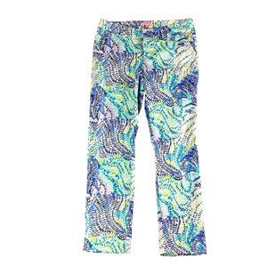 Lilly Pulitzer Womens Pants Size 8 Tropical Print Stretch Cotton Mid Rise Resort